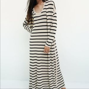 long knitted striped cardigan